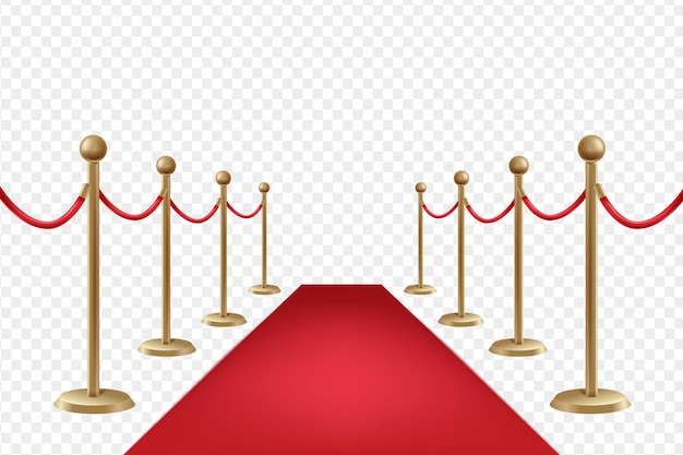 Red carpet and golden barriers barrier rope luxury vip concept vector illustration eps