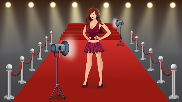 Vector red carpet model girl