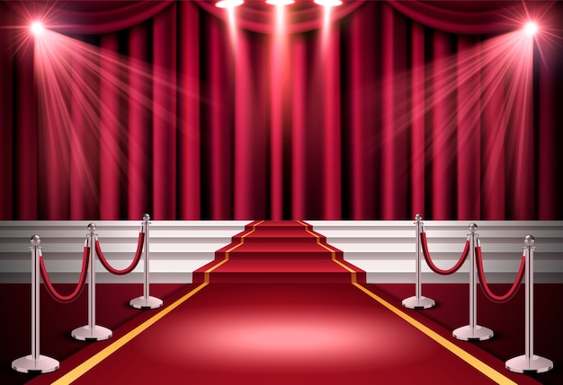 Vector red carpet realistic 3d composition