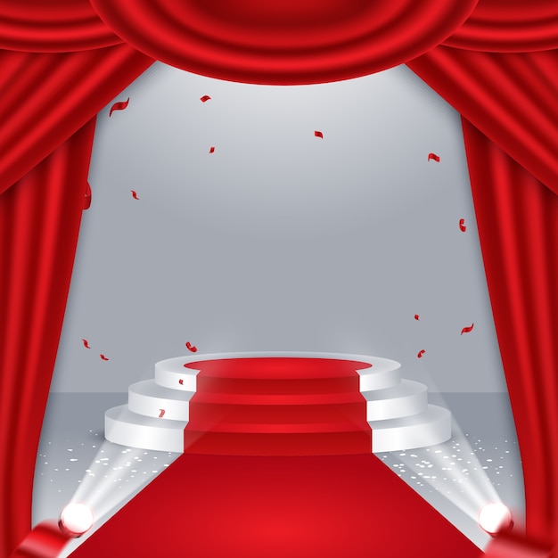 Red carpet and round podium 