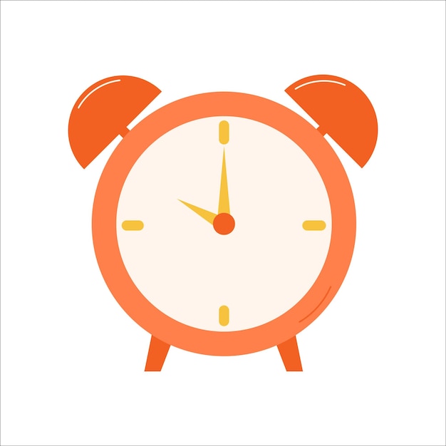 Red cartoon alarm clock Wakeup time Isolated on white background Vector illustration