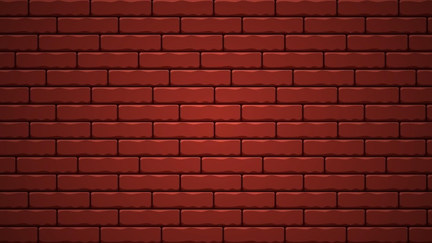 Red cartoon brick wall realistic design background Cartoon red brick 3d background design template Vector illustration