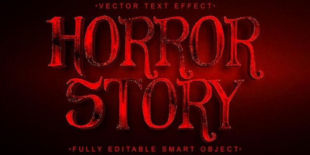 Vector red cartoon horror story vector fully editable smart object text effect