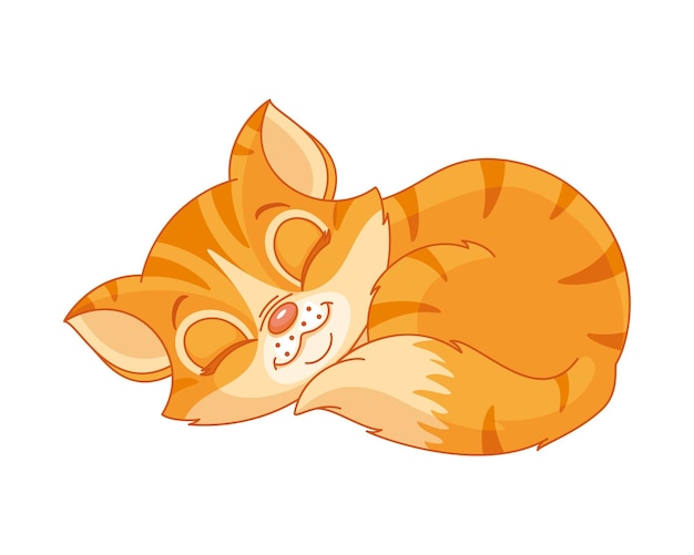 Vector red cat sleeping cartoon vector illustration