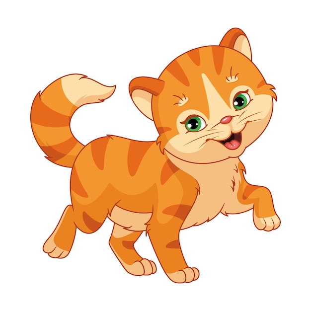 Vector red cat walking cartoon vector illustration