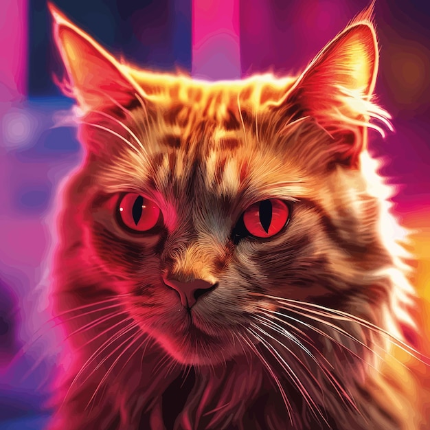 Vector red cat with bright light high quality illustrationred cat with bright light high quality illustra