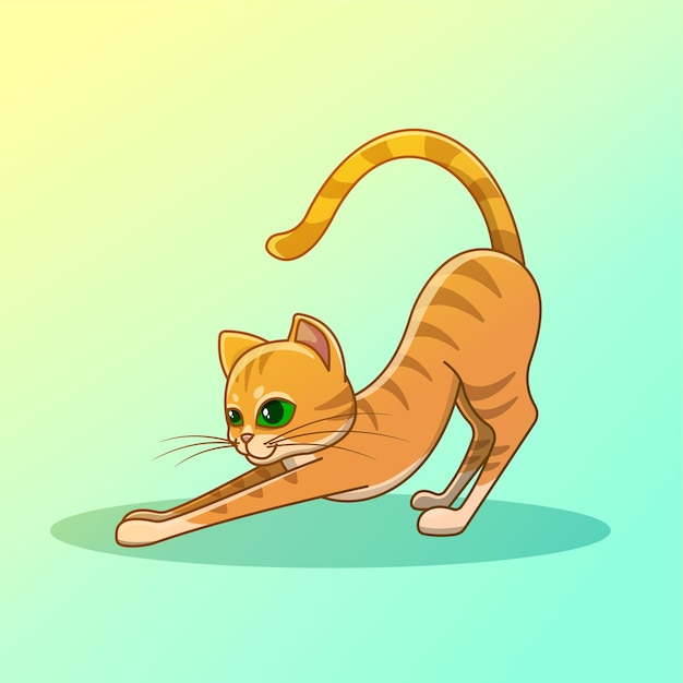 Vector red cat yoga stretch