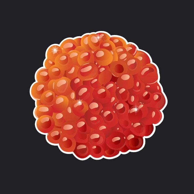 Caviale rosso isolato su sfondo nero. illustrazione vettoriale.