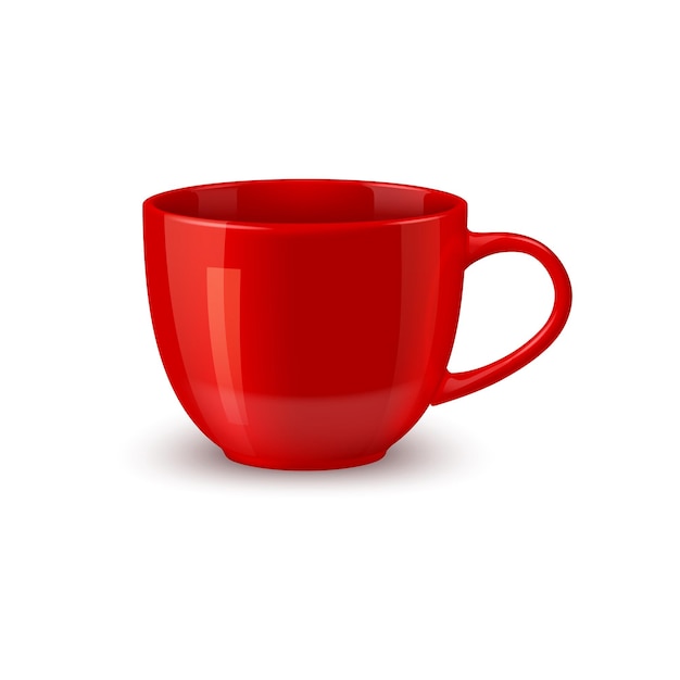 Vector red ceramic coffee mug and tea cup mockup design