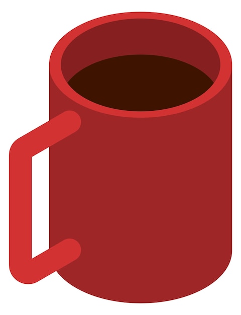 Red ceramic cup isometric icon Hot drink