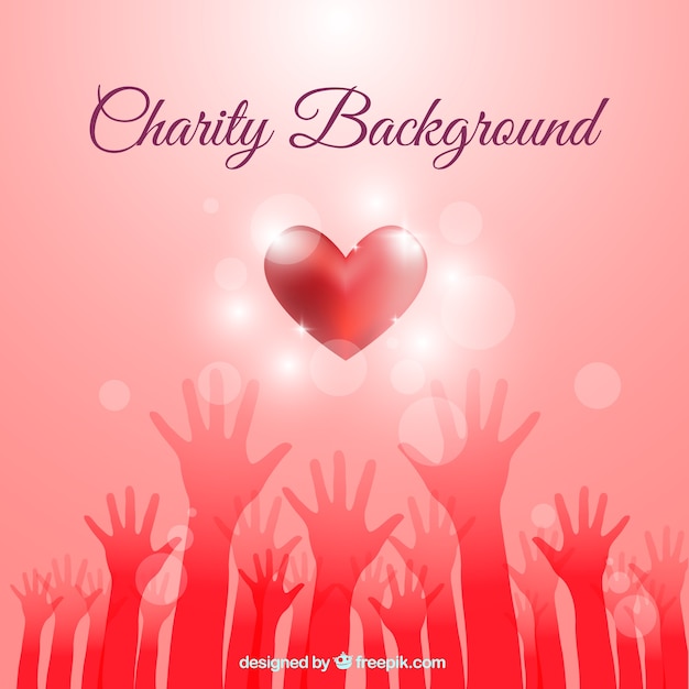 Vector red charity background with a heart