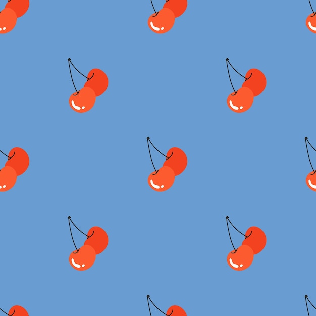 Red cherries seamless pattern