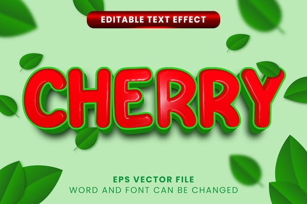 Красная вишня 3d редактируемый текстовый эффект