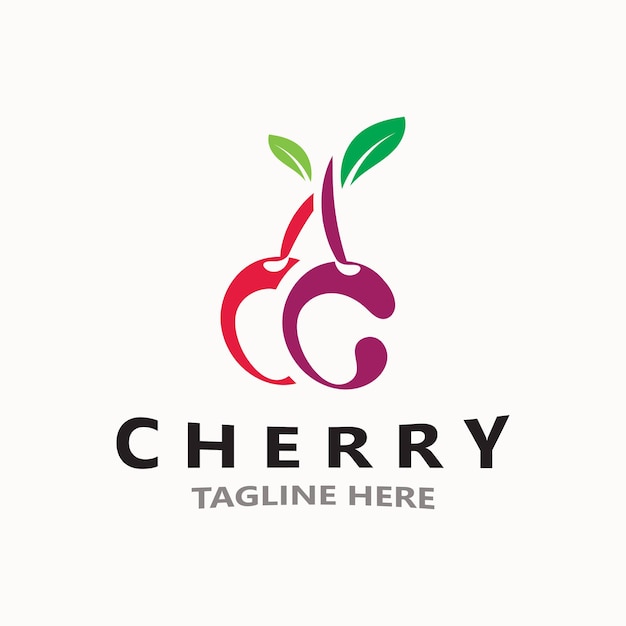 Red Cherry Fruit logo vector illustration Fruit fresh business Design