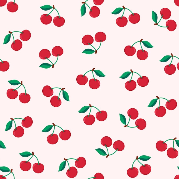 red cherry fruit seamless pattern design