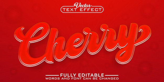 Red Cherry Vector bewerkbare teksteffect sjabloon