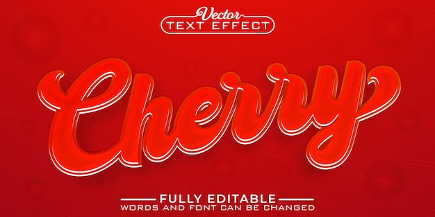 Red Cherry Vector Editable Text Effect Template