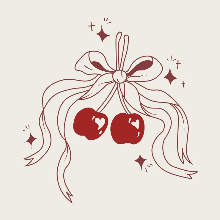 Red Cherry with Ribbon Coquette