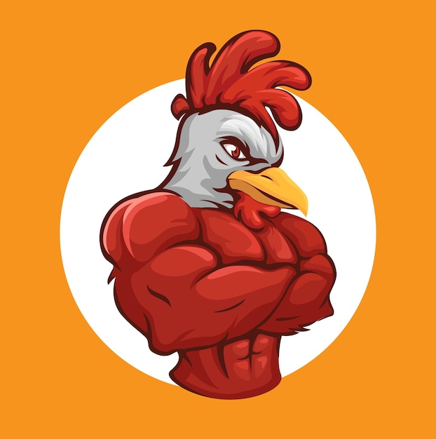 Персонаж талисмана красной курицы, векторная иллюстрация