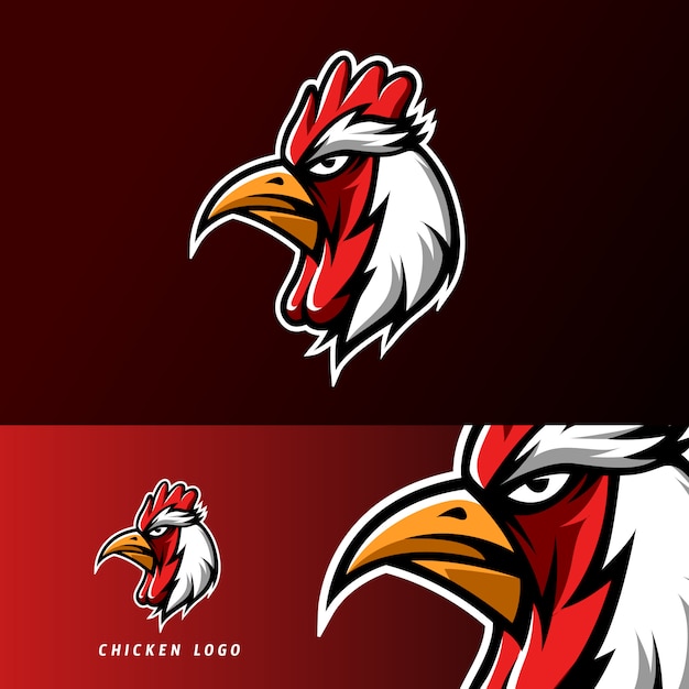 Vector red chicken roaster mascot sport esport logo template