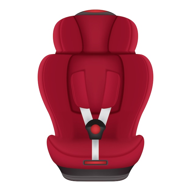 Red Child Car Seat Isolated On A White Background Realistic Vector Illustration