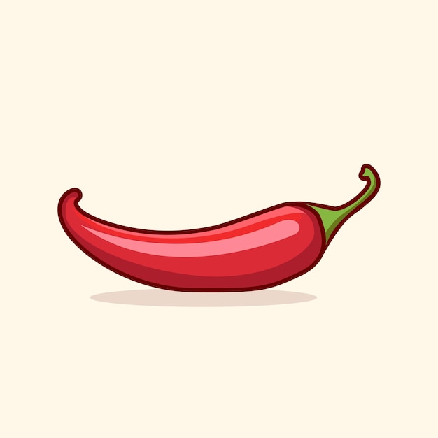 Red chili cartoon vector illustration. Flat Cartoon Style Isolated  chili icon. Vegetarian food draw