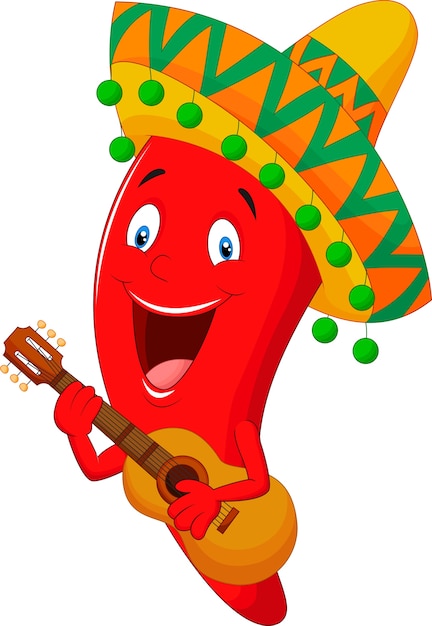 Vector red chili pepper cartoon character