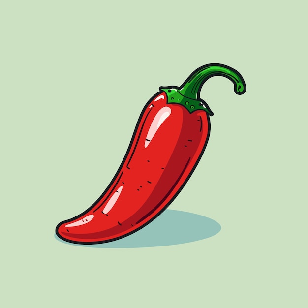 Vector a red chili pepper on a green background