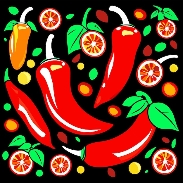 Red chili pepper set vector illustration