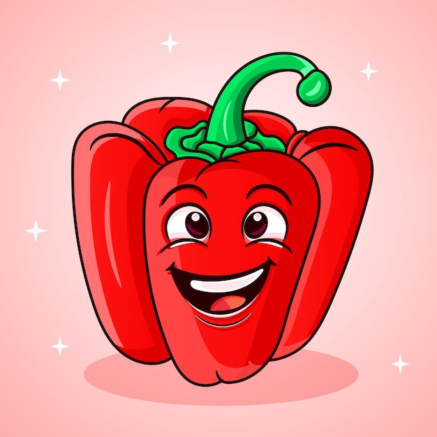 Vector red chili pepper vegetable cartoon vector icon illustration