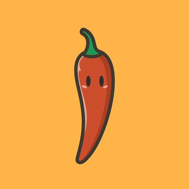 Red chili simple vector yellow background