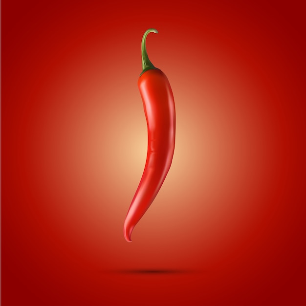 Red Chilli. 3d realistic -  isolated on Red background