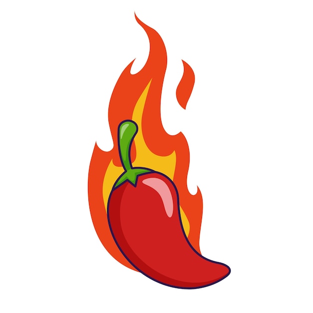 Red chilli burning icon illustrartion