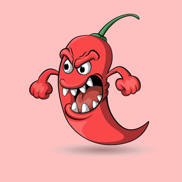 The red chilli monster clenched its two hands