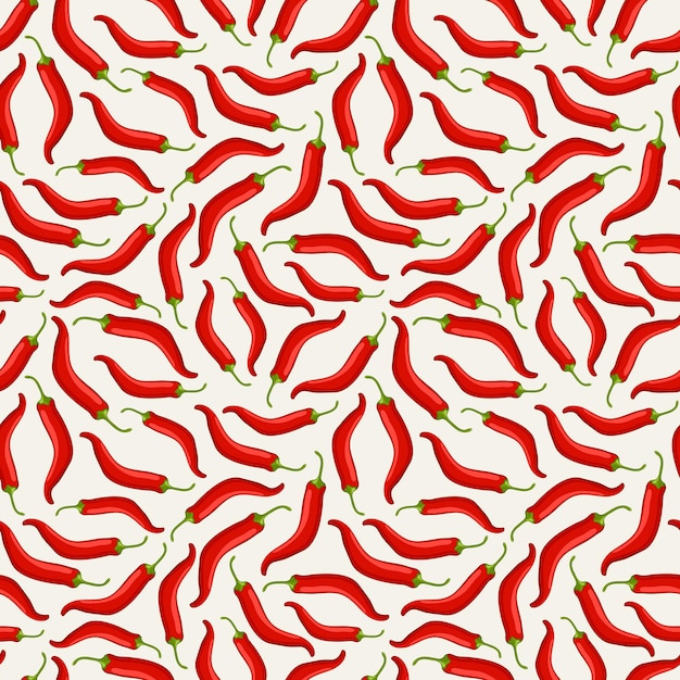 Red chilli pepper seamless pattern on white background