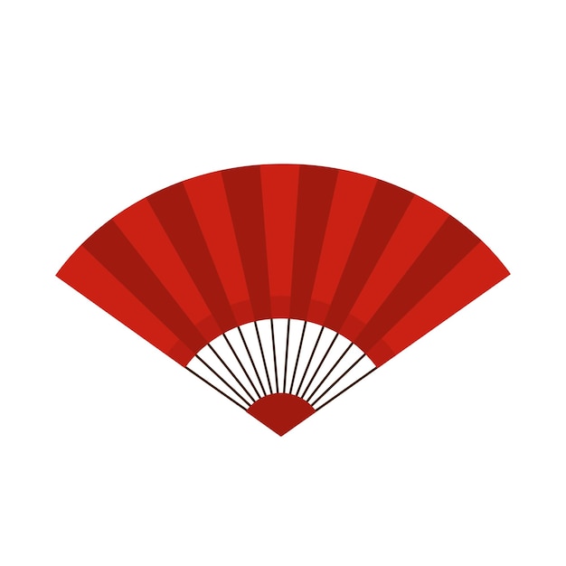 Red chinese and japanese asian oriental hand fan flat style simple vector icon