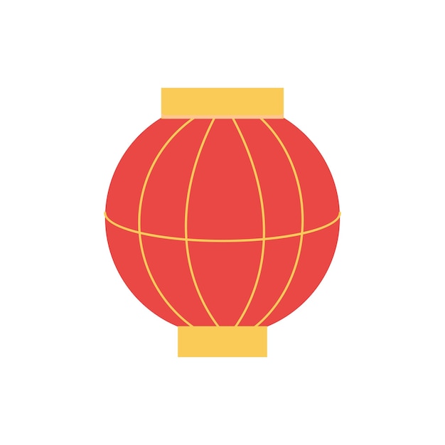 red Chinese lantern with gold Vector cartoon illustration on white background