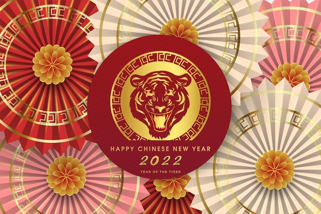 Vettore capodanno cinese rosso 2022 premium