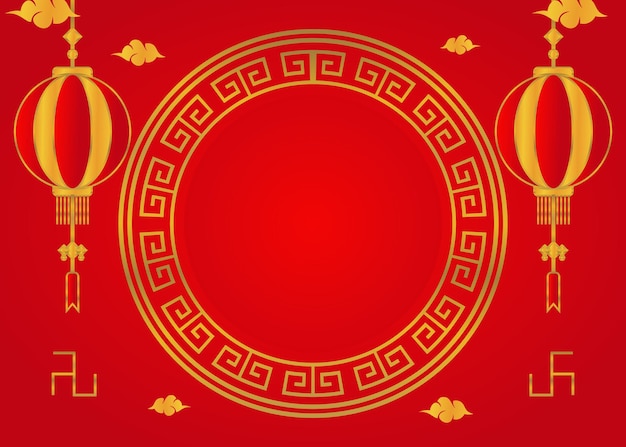 赤い中国新年背景 円状の中国新年グリーティングカード 販売中の商品