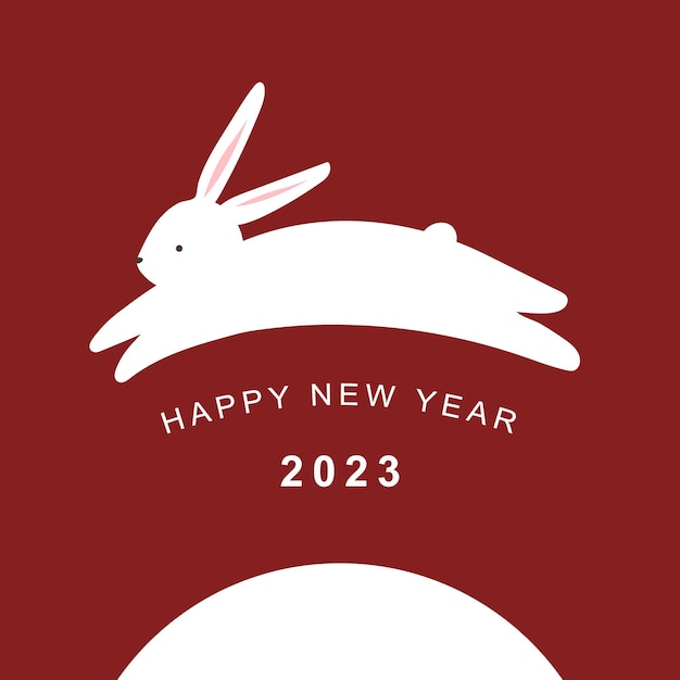 Vector red chinese new year background with jumping rabbit