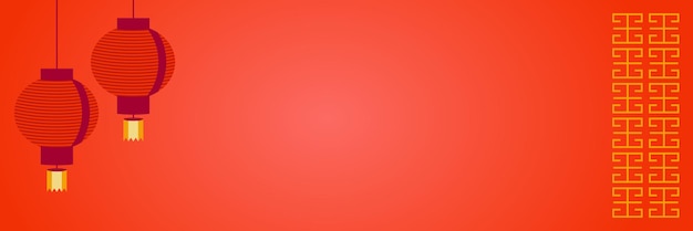 Red chinese new year background with lantern decoration free copy space area
