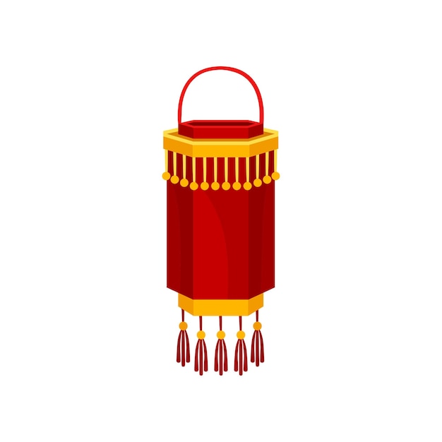 ベクトル 中国の赤い紙の街灯は円筒状の形状で祭りのデザインのための装飾要素です白い背景に隔離されたベクトルイラスト