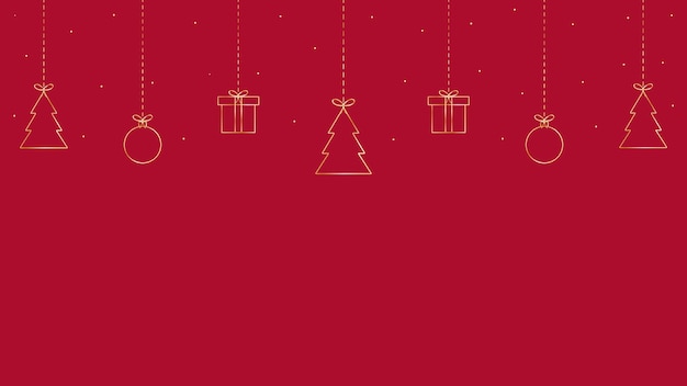 Vector red christmas background with golden elements