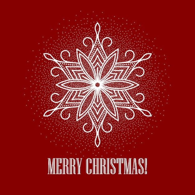 Vector red christmas background with snowflake, greeting card