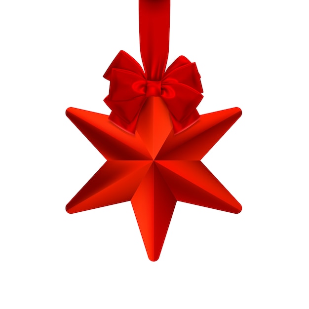 Vector red christmas ball with bow.