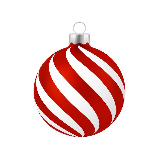 Red Christmas Ball with white ornament Vector