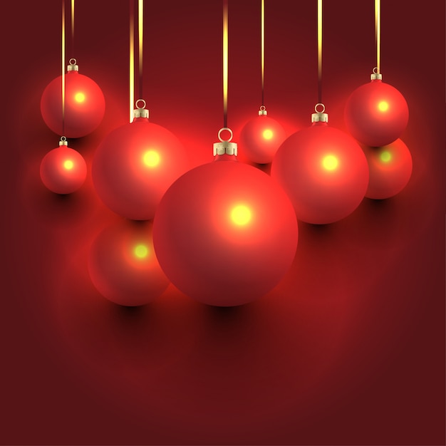 Vector red christmas balls background design