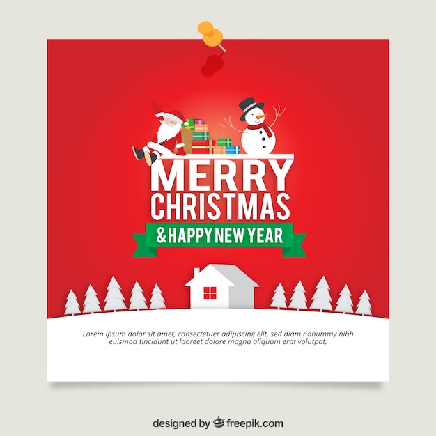 Vector red christmas card template