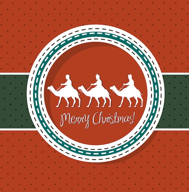 Красная рождественская открытка с верблюдами векторная иллюстрация