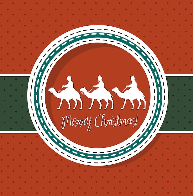 Red christmas card with camels vector illustration